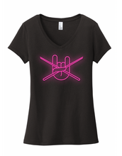 Load image into Gallery viewer, V- Neck- Ladies RNR Rock Hands in Hot Pink
